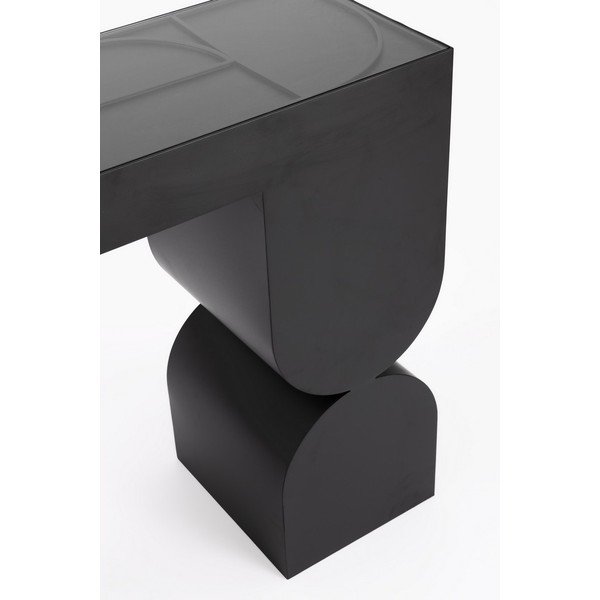 Fekete konzolasztal üveg asztallappal 32x120 cm Archie – Bizzotto-image-4
