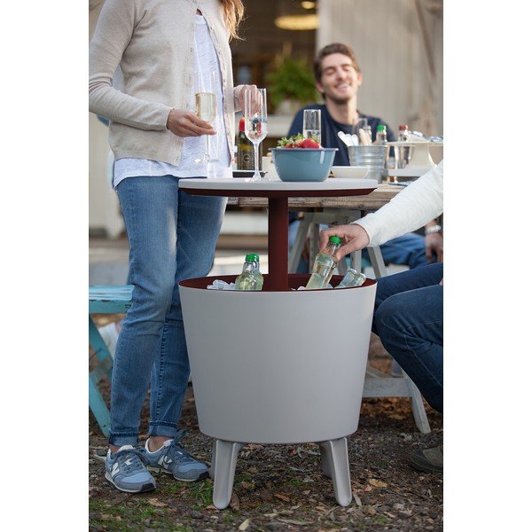 Műanyag kerek kerti asztal jégtartóval ø 49,5 cm Cool – Keter-image-4