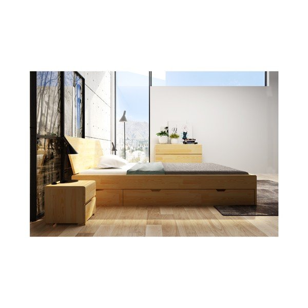 Vestre Maxi kétszemélyes ágy borovi fenyőből fiókkal, 140 x 200 cm - Skandica-image-4