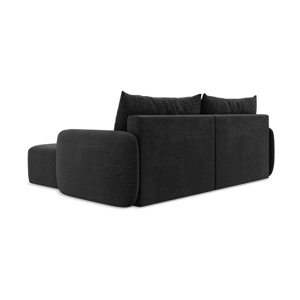 Fekete kinyitható-tárolóhelyes sarokkanapé (jobb oldali) Kalena – Makamii-image-4