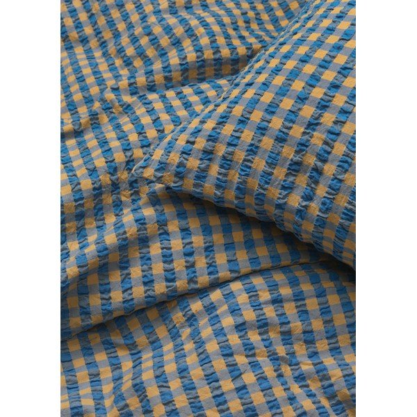 Okkersárga-kék egyszemélyes krepp ágyneműhuzat 140x200 cm Bæk&Bølge – JUNA-image-1