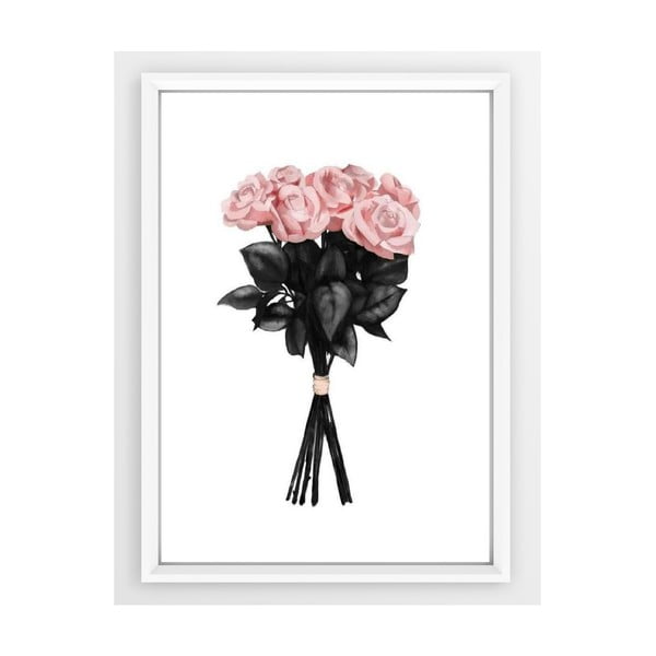 Pink Rose poszter fehér keretben, 33,5 x 23,5 cm - Piacenza Art