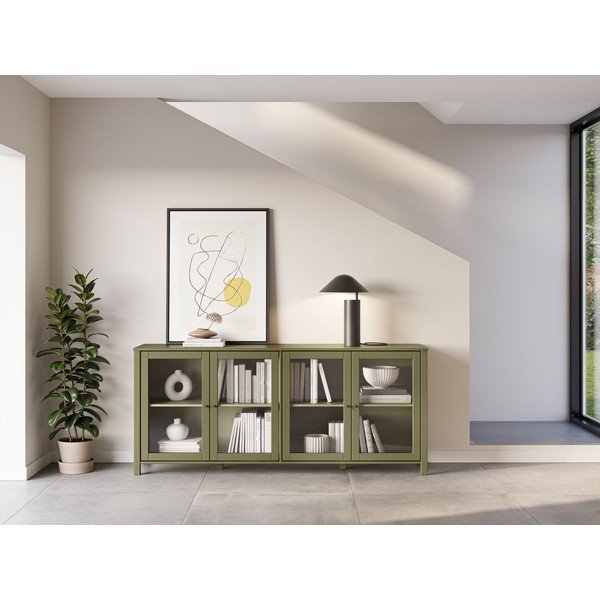 Zöld borovi fenyő tálalószekrény 186x80x40 cm Alessandra – Marckeric-image-1