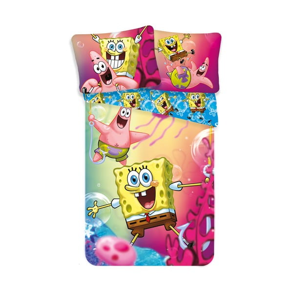 Egyszemélyes pamut gyerek ágyneműhuzat 140x200 cm Sponge Bob – Jerry Fabrics
