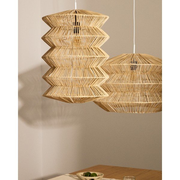 Natúr színű függőlámpa rattan búrával Dakit – Kave Home-image-3