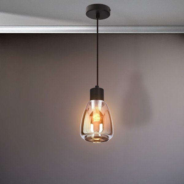 Fekete függőlámpa üveg búrával ø 12 cm Moldo – Candellux Lighting-image-3