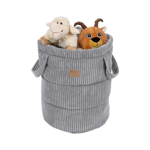 Szürke textil játéktároló kosár ø 39x50 cm – Meowbaby-image-1
