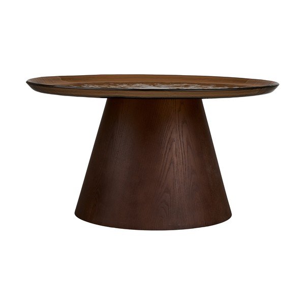 Sötétbarna kerek dohányzóasztal üveg asztallappal ø 80 cm Orvieto – House Nordic-image-3