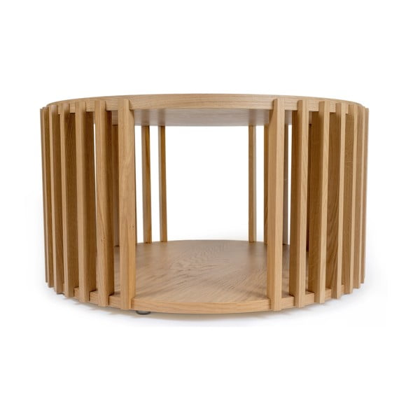 Drum tölgyfa dohányzóasztal, ø 83 cm - Woodman-image-2