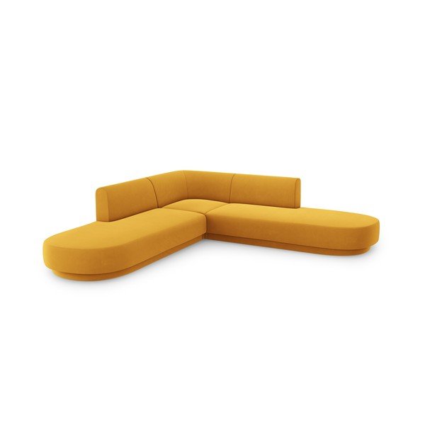 Mustársárga bársony sarokkanapé Miley – Micadoni Home-image-3