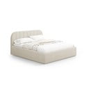 Krémszínű kárpitozott ágyneműtartós franciaágy ágyráccsal 200x200 cm Juno – Windsor & Co Sofas