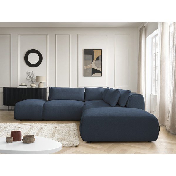Kék állítható moduláris sarokkanapé Jana – Bobochic Paris-image-1
