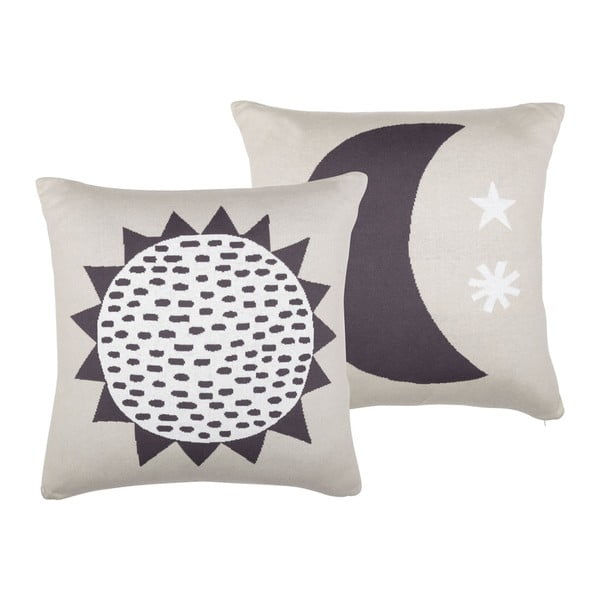 Sun & Moon szürke pamut gyerek párna, 50 x 50 cm - Södahl-image-1