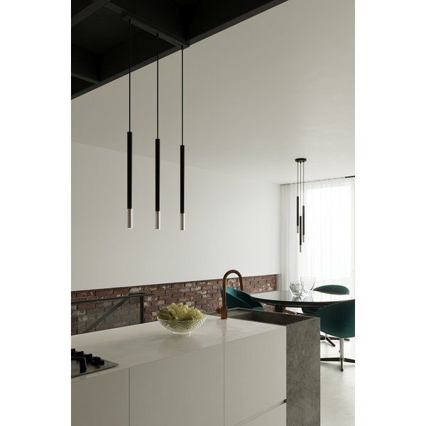 Fekete-ezüstszínű fém függőlámpa ø 20 cm Asarot – Sollux-image-1