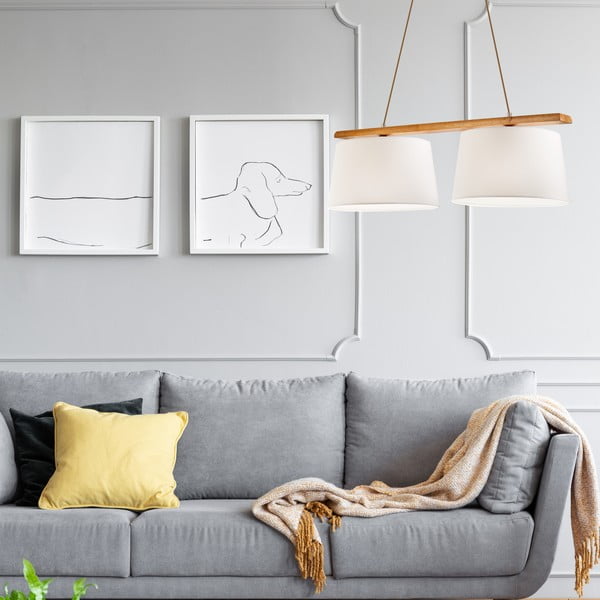 Barna függőlámpa textil búrával ø 35 cm Aida – LAMKUR-image-1