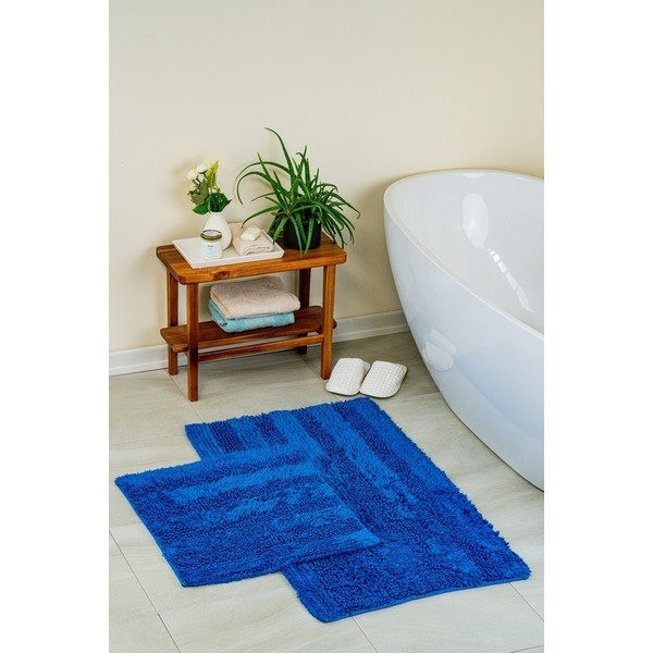 Sötétkék fürdőszobai kilépő szett 2 db-os 60x100 cm Luxury Softy – Foutastic-image-1