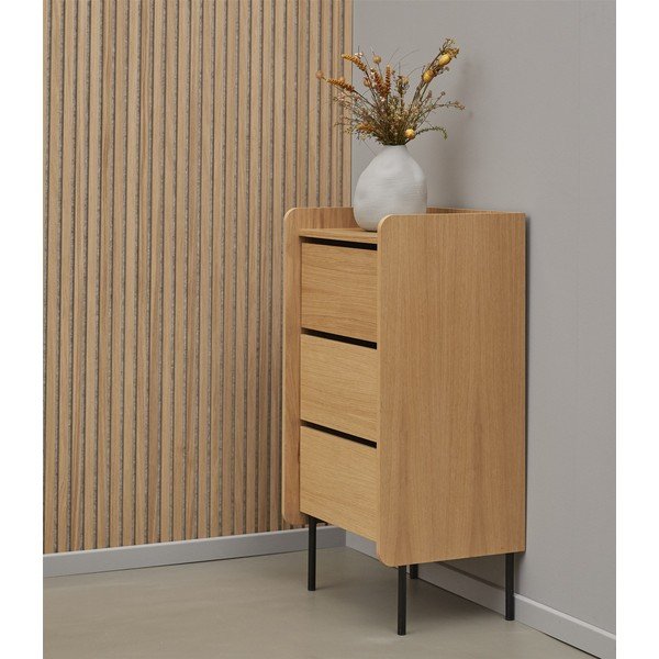 Natúr színű magas komód tölgyfa dekorral 60x108,5 cm Wrap – Bonami Selection-image-1