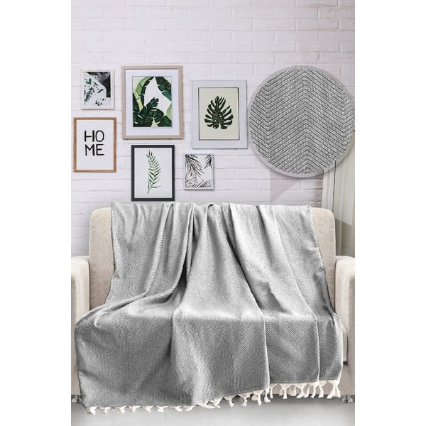 HN szürke pamut ágytakaró, 170 x 230 cm - Viaden