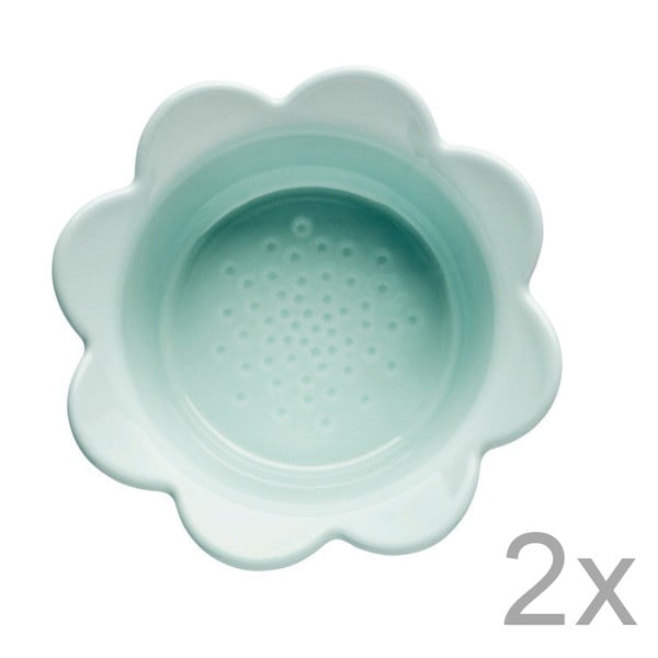 Piccadilly Flowers 2 darab türkizkék porcelán tál, 13 x 6,5 cm - Sagaform