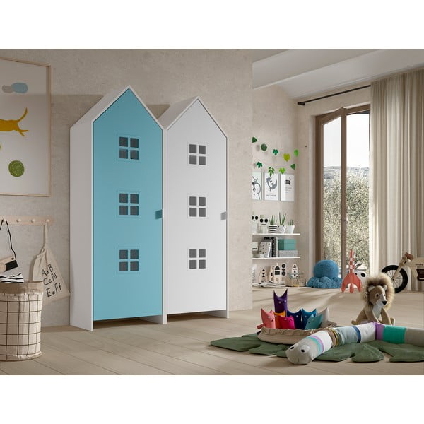 Fehér-világoskék gyerek ruhásszekrény 115x171,5 cm CASAMI BRUGES – Vipack-image-1