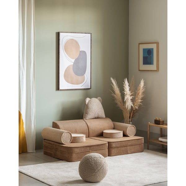 Barna kordbársony gyerek kanapé 132 cm Settee – Wigiwama-image-4