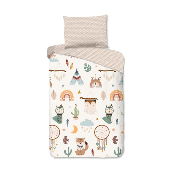 Bézs egyszemélyes pamut gyerek ágyneműhuzat 140x200 cm Remi – Good Morning