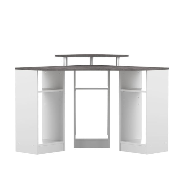 Fehér íróasztal beton dekoros asztallappal 94x94 cm - TemaHome 