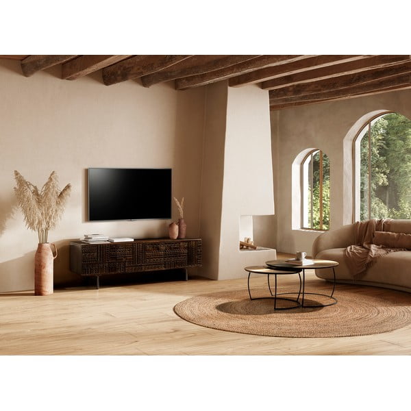 Sötétbarna mangófa TV-állvány 145x48x40 cm Kalai – MOME-image-1