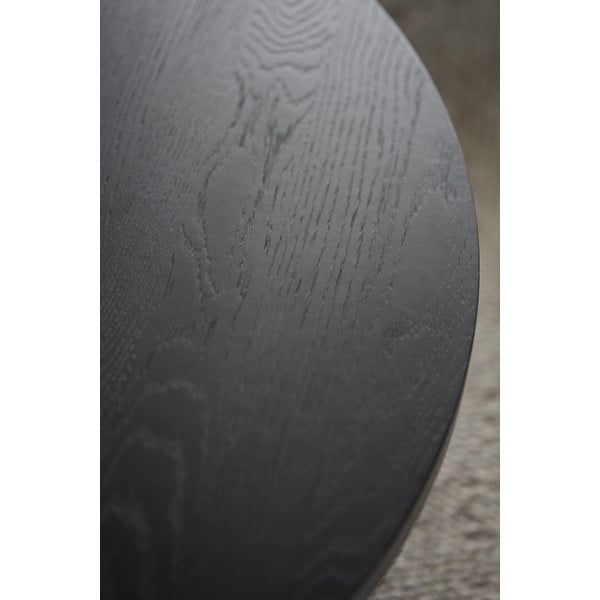 Fekete kerek dohányzóasztal tölgyfa dekorral ø 110 cm Boxford – Rowico-image-4