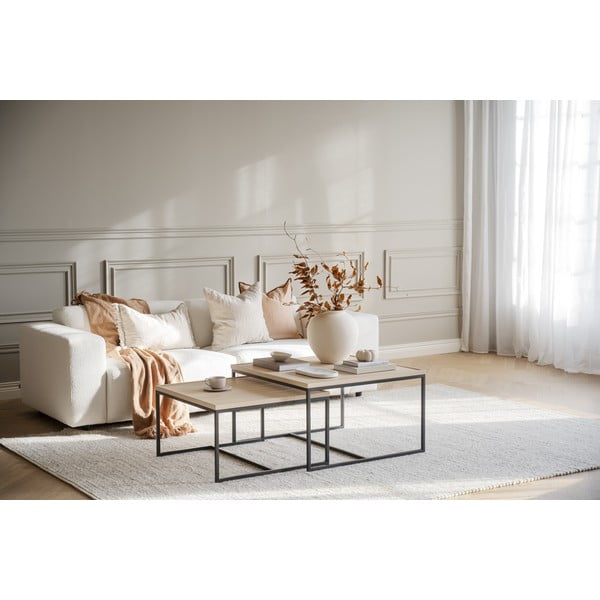 Natúr színű dohányzóasztal tölgyfa asztallappal ø 70 cm Deerfield – Rowico-image-4