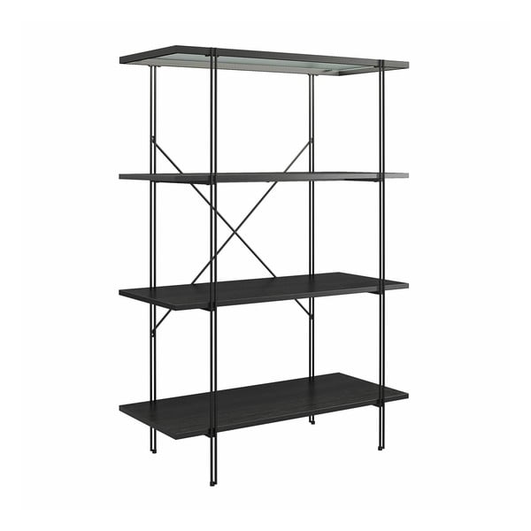 Fekete könyvespolc tölgyfa dekorral 79x117 cm Wainwright - Queer Eye-image-4