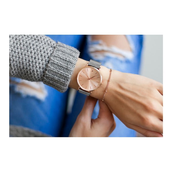 Luxury női karóra, szürke rozsdamentes acél szíjjal- Emily Westwood-image-3