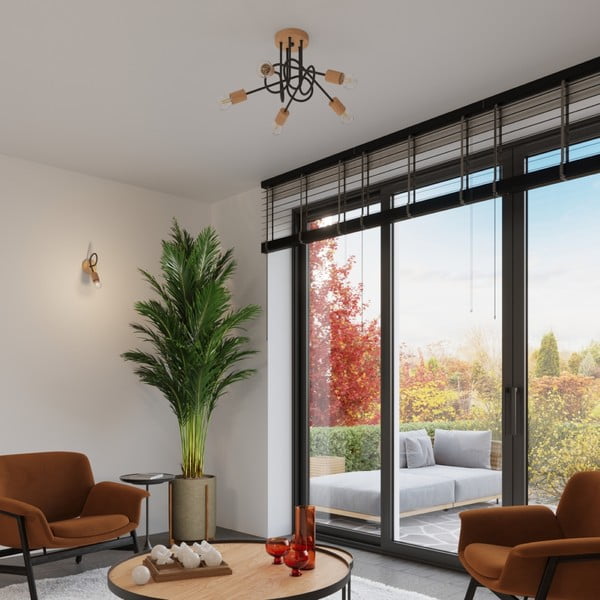 Fekete-natúr színű mennyezeti lámpa 15x61 cm Tumber – Sollux-image-3