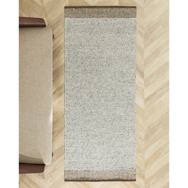 Bézs kétoldalas-kézi szövésű gyapjú futószőnyeg 80x200 cm Nifelia – Kave Home-image-1