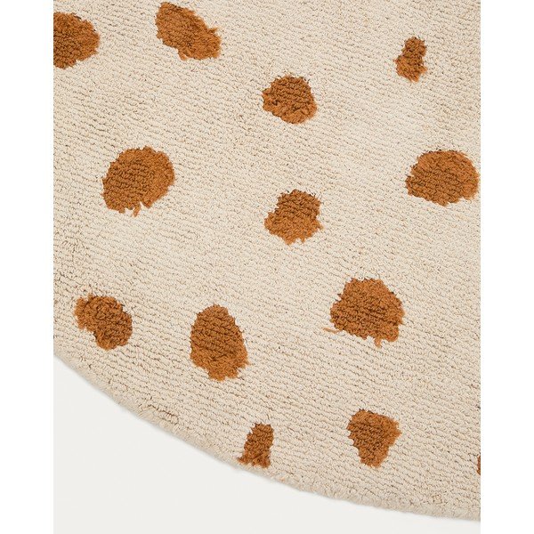 Krémszínű mosható-kézi szövésű pamut gyerek szőnyeg ø100 cm Tandani – Kave Home-image-4