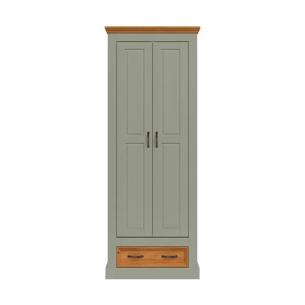 Zöld-világos natúr színű borovi fenyő ruhásszekrény 70x185x40 cm Selma – Støraa
