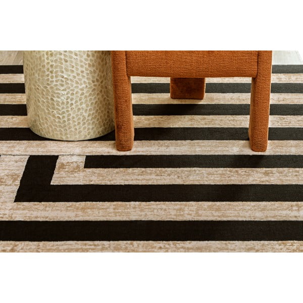 Fekete-bézs gyapjú szőnyeg 170x240 cm Agnus Art Deco II – Agnella-image-1