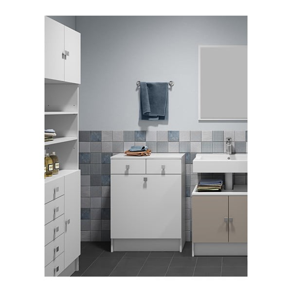 Combi fehér fürdőszobaszekrény belső szennyestartóval, szélesség 60 cm - Symbiosis-image-3