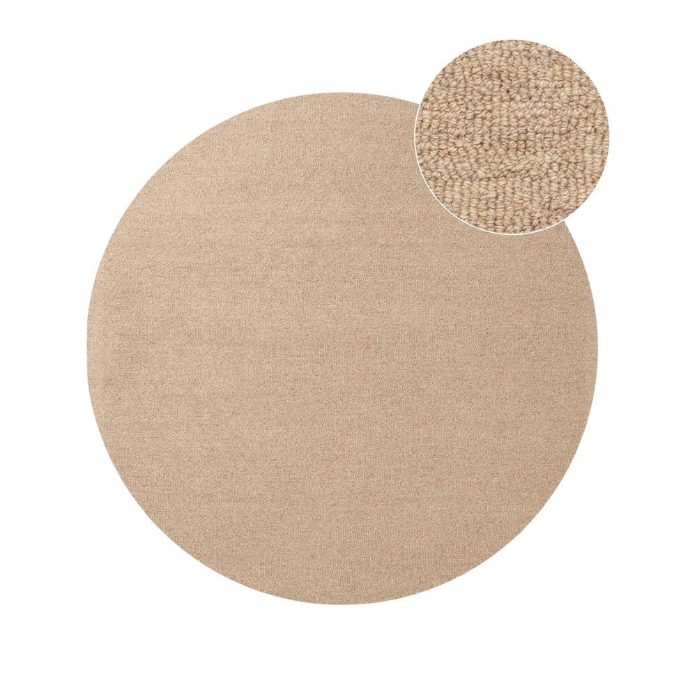 Natúr színű kézi szövésű gyapjú kerek szőnyeg ø 160 cm Puristic Knots – Elle Decoration