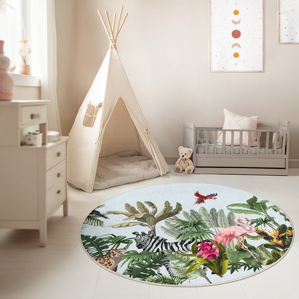 Mosható gyerek szőnyeg ø100 cm Jungle – Mila Home-image-1