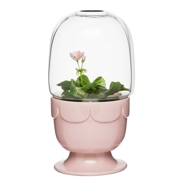 Greenhouse világos rózsaszín porcelán kaspó fedéllel - Sagaform