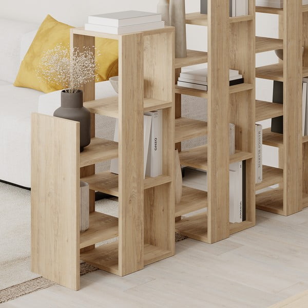 Natúr színű polcos állvány tölgyfa dekorral 158x151 cm Anissa – Marckeric-image-4