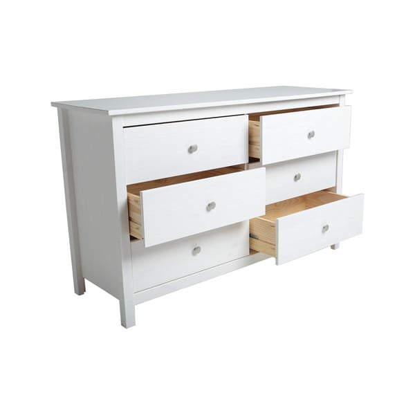 Fehér borovi fenyő alacsony komód 130x80 cm Berna – Marckeric-image-2