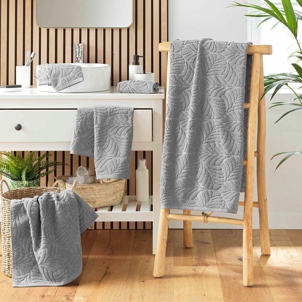 Szürke frottír pamut fürdőlepedő 70x130 cm Madeira – douceur d'intérieur-image-3
