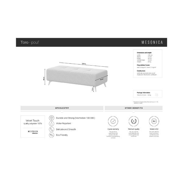 Toro szürke bársony lábtartó - MESONICA-image-3