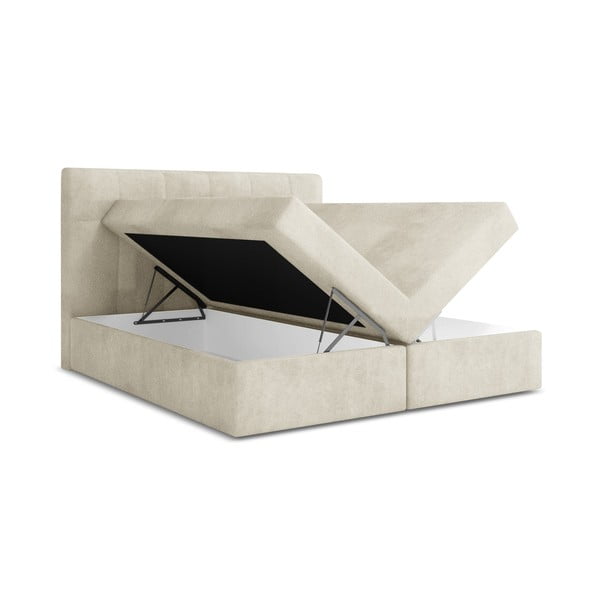 Krémszínű ágyneműtartós boxspring ágy 160x200 cm Palta – Makamii-image-1