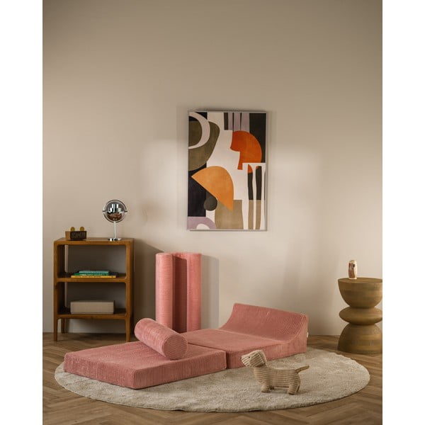 Rózsaszín kordbársony gyerek fotel Flipster – Wigiwama-image-1