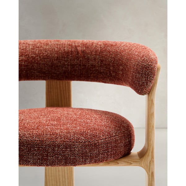 Natúr színű-terrakotta színű kőrisfa karfás étkezőfotel Granite – Kave Home-image-4