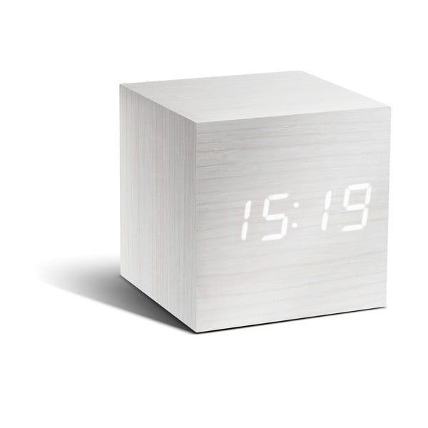 Cube Click Clock fehér ébresztőóra fehér LED kijelzővel - Gingko