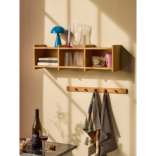 Natúr színű többszintes fali polc tölgyfa dekorral 80 cm Focal – Hübsch-image-1